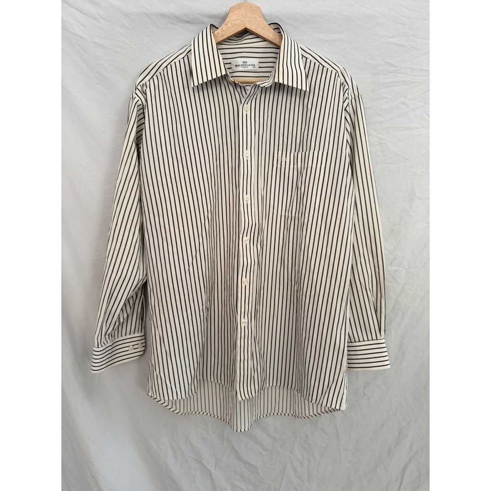 Vintage 90s Balenciaga Shirt Button Up Long Sleeve Double B Shirt 10S
